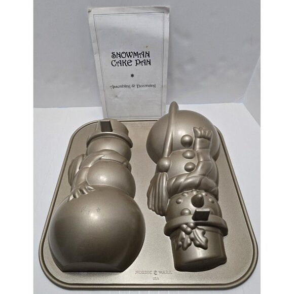 Nordic Ware 13 X 12" Snowman 3D Cake Mold Pan 10 Cups 2.6 Liters Williams Sonoma - Picture 1 of 9